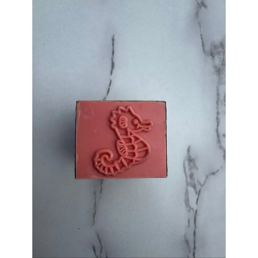 New Cartoon Seahorse Rubber Stamp